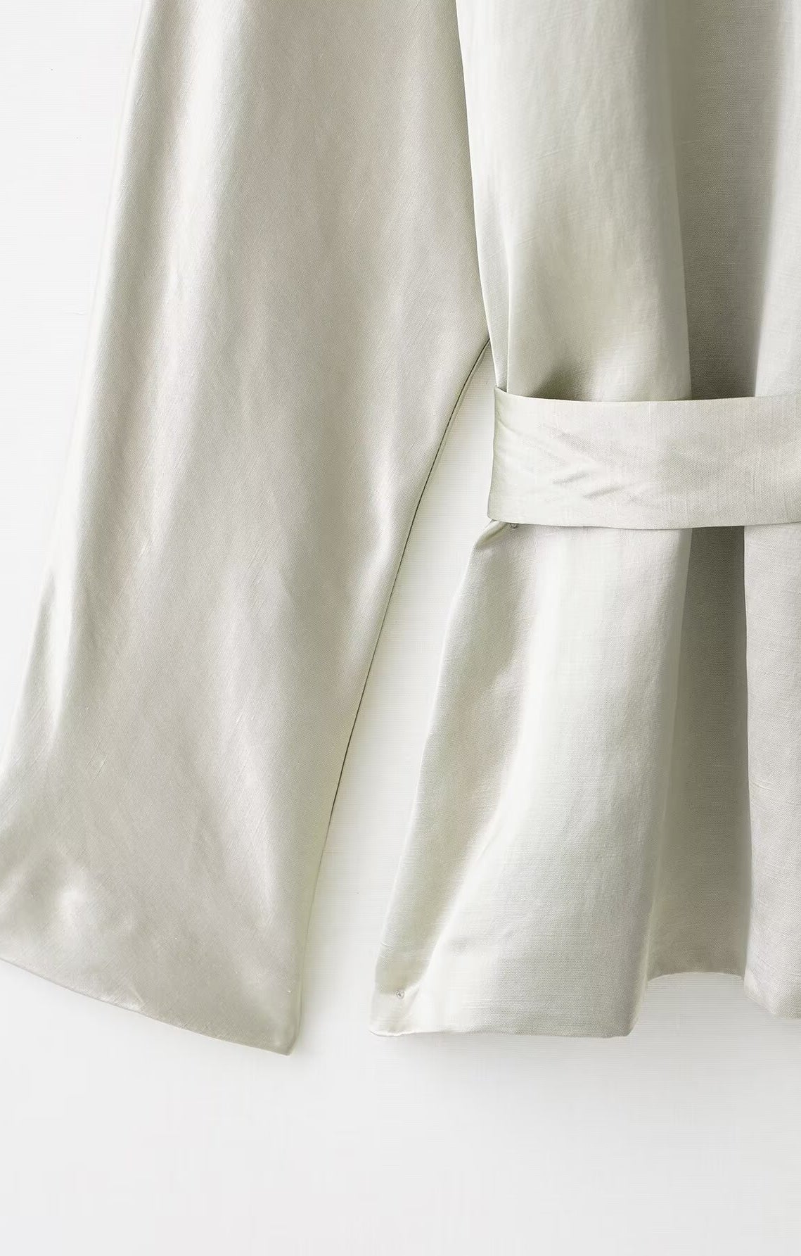 Elegant white satin dress with belt detail in Langry fashion set