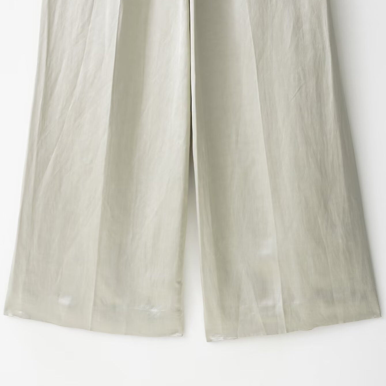 Light gray linen langry wide-leg fashion pants in elegant satin blazer set