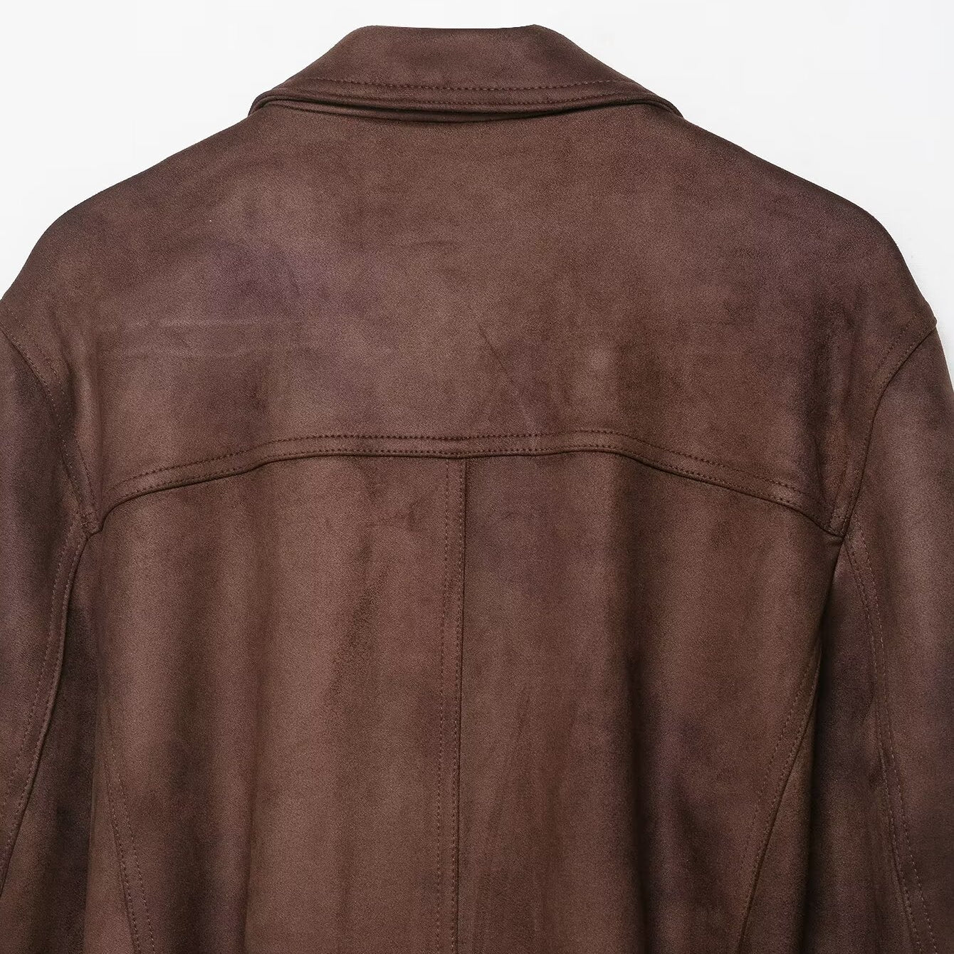 Langry fashion brown distressed leather jacket with polo collar and belt