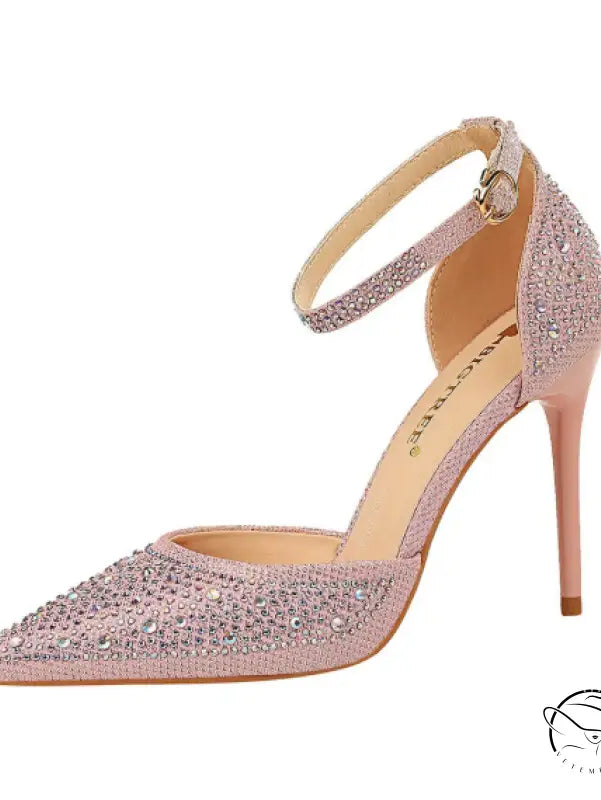 Sweet Stiletto Strap Shiny Rhinestone High Heel