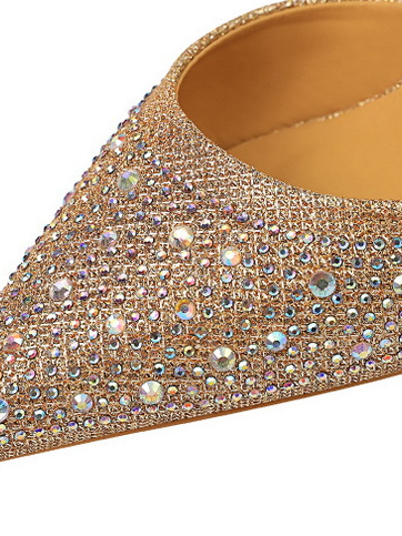 Sweet Stiletto Strap Shiny Rhinestone High Heel