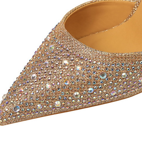 Sweet Stiletto Strap Shiny Rhinestone High Heel