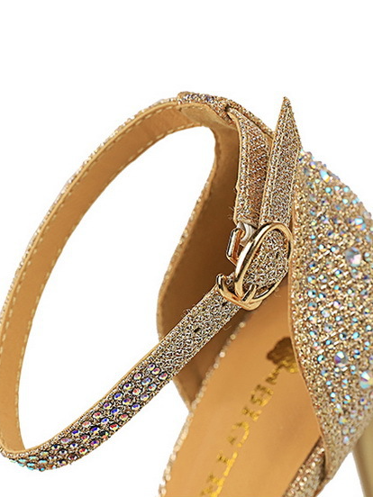 Sweet Stiletto Strap Shiny Rhinestone High Heel