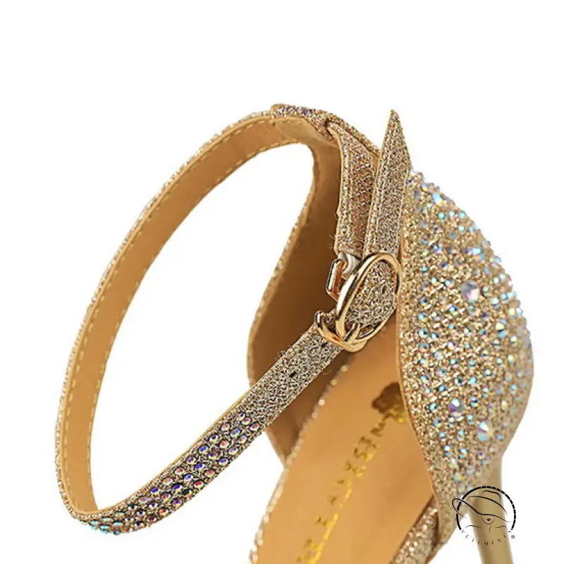 Sweet Stiletto Strap Shiny Rhinestone High Heel