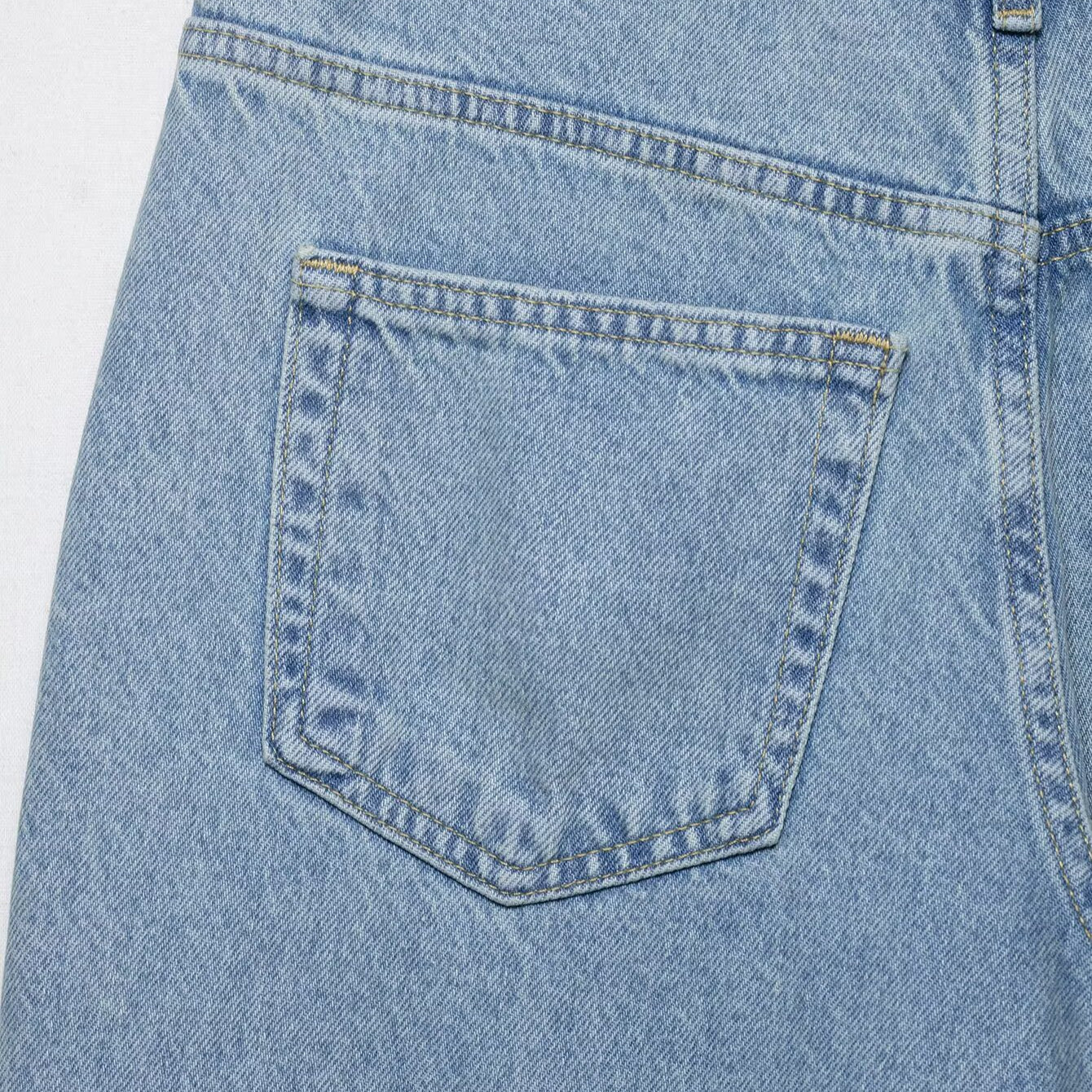 Light blue wide leg Langry fashion jeans with crochet stitching