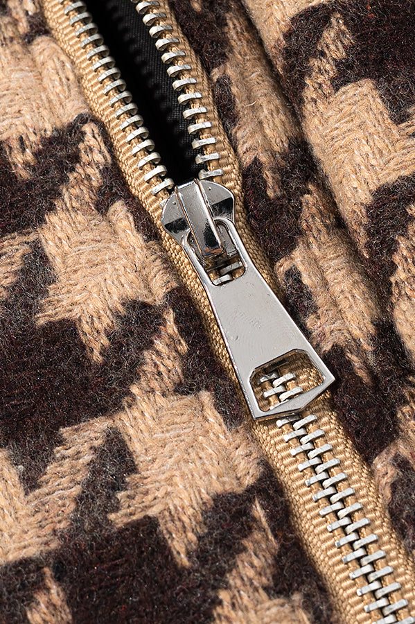 Langry fashion black and gold zipper on houndstooth two-piece set