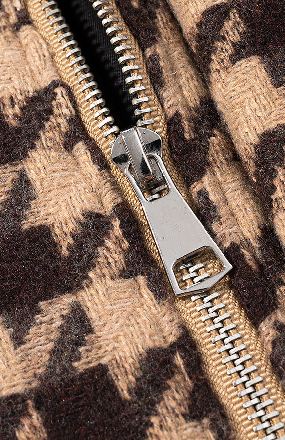 Langry fashion black and gold zipper on houndstooth two-piece set