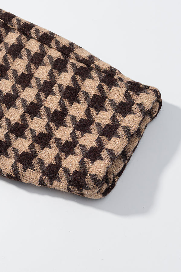 Langry houndstooth wool scarf in brown beige for fashionable ملابس