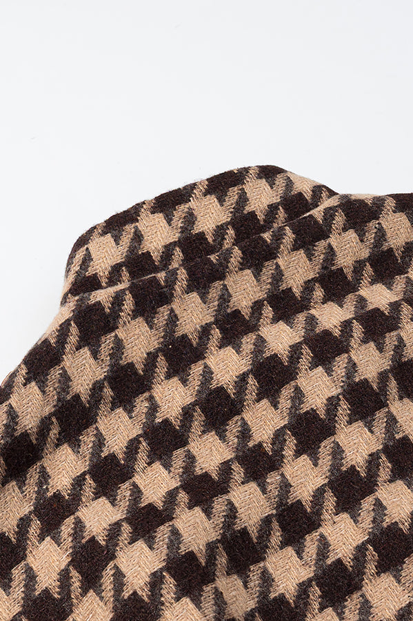 Langry houndstooth beige black wool scarf in fashionable two-piece set
