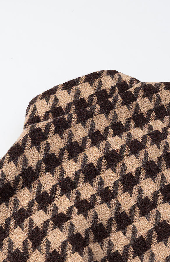 Langry houndstooth beige black wool scarf in fashionable two-piece set