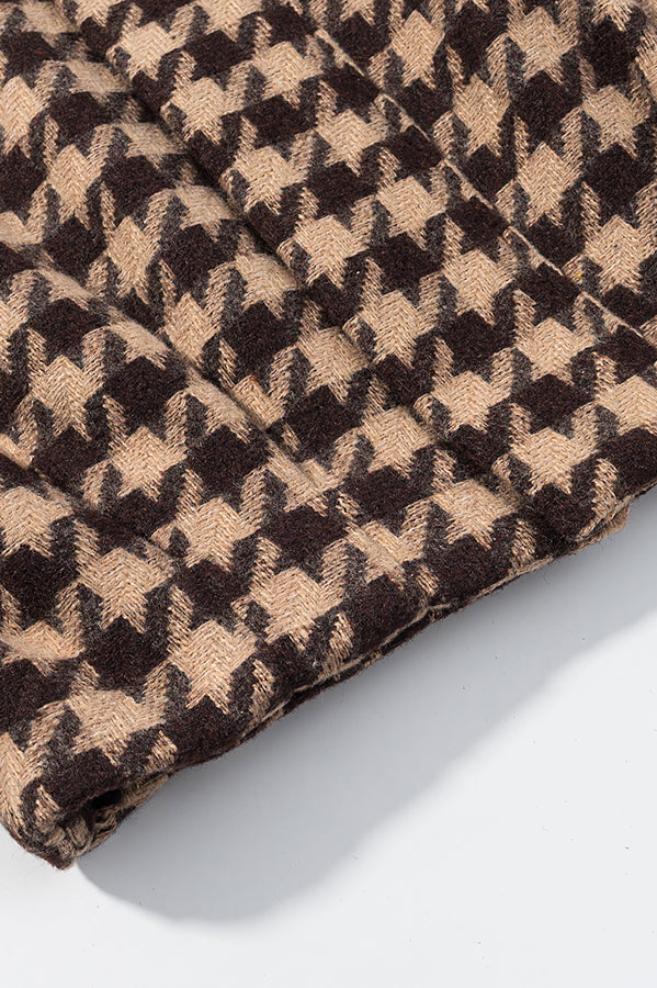 Langry fashion brown beige houndstooth scarf in stylish two-piece set