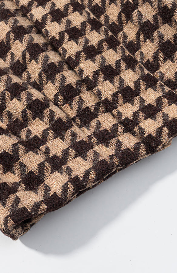 Langry fashion brown beige houndstooth scarf in stylish two-piece set