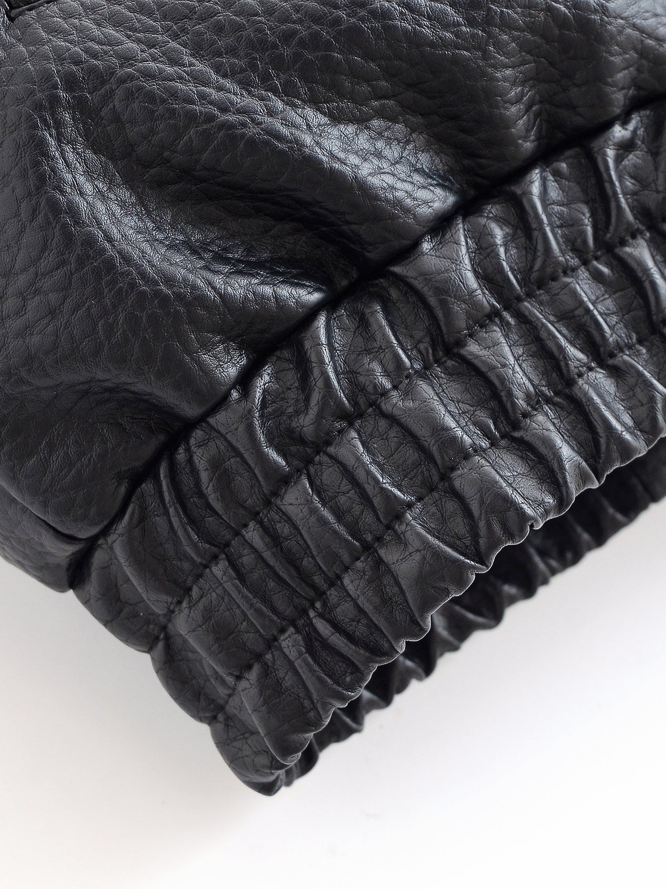 Langry faux leather jacket with black quilted gloves
