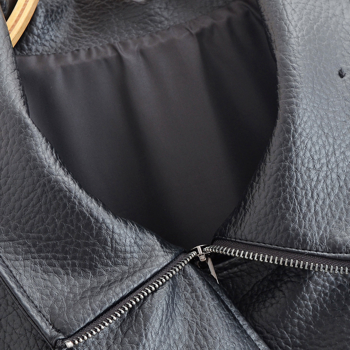 Langry retro pattern faux leather jacket with dark gray texture