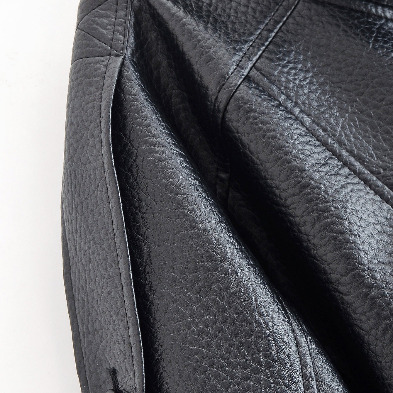 Langry retro pattern faux leather jacket with textured snap closure