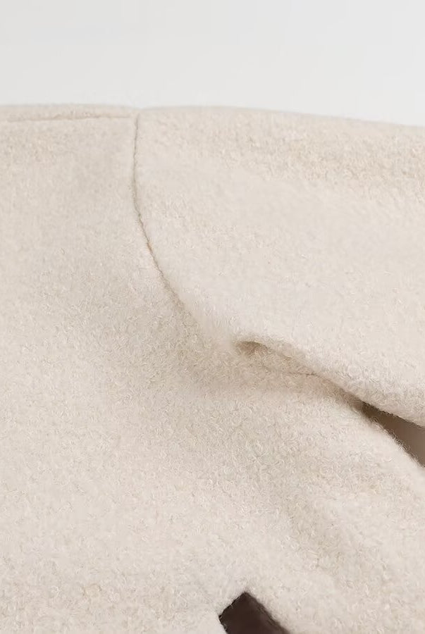 Cozy Langry fashion cream plush mittens for lace up coat