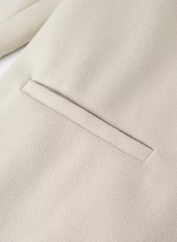 Langry fashion cream suede blazer in mid-length trench coat style