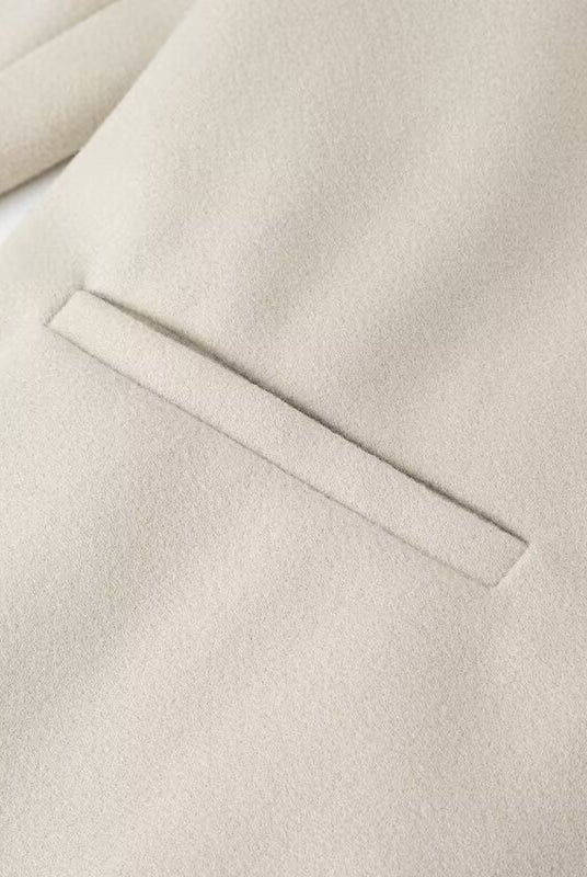 Langry fashion cream suede blazer in mid-length trench coat style