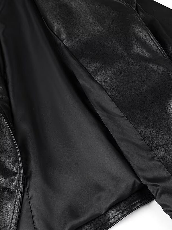 Langry faux leather jacket with zipper details and quilted lining