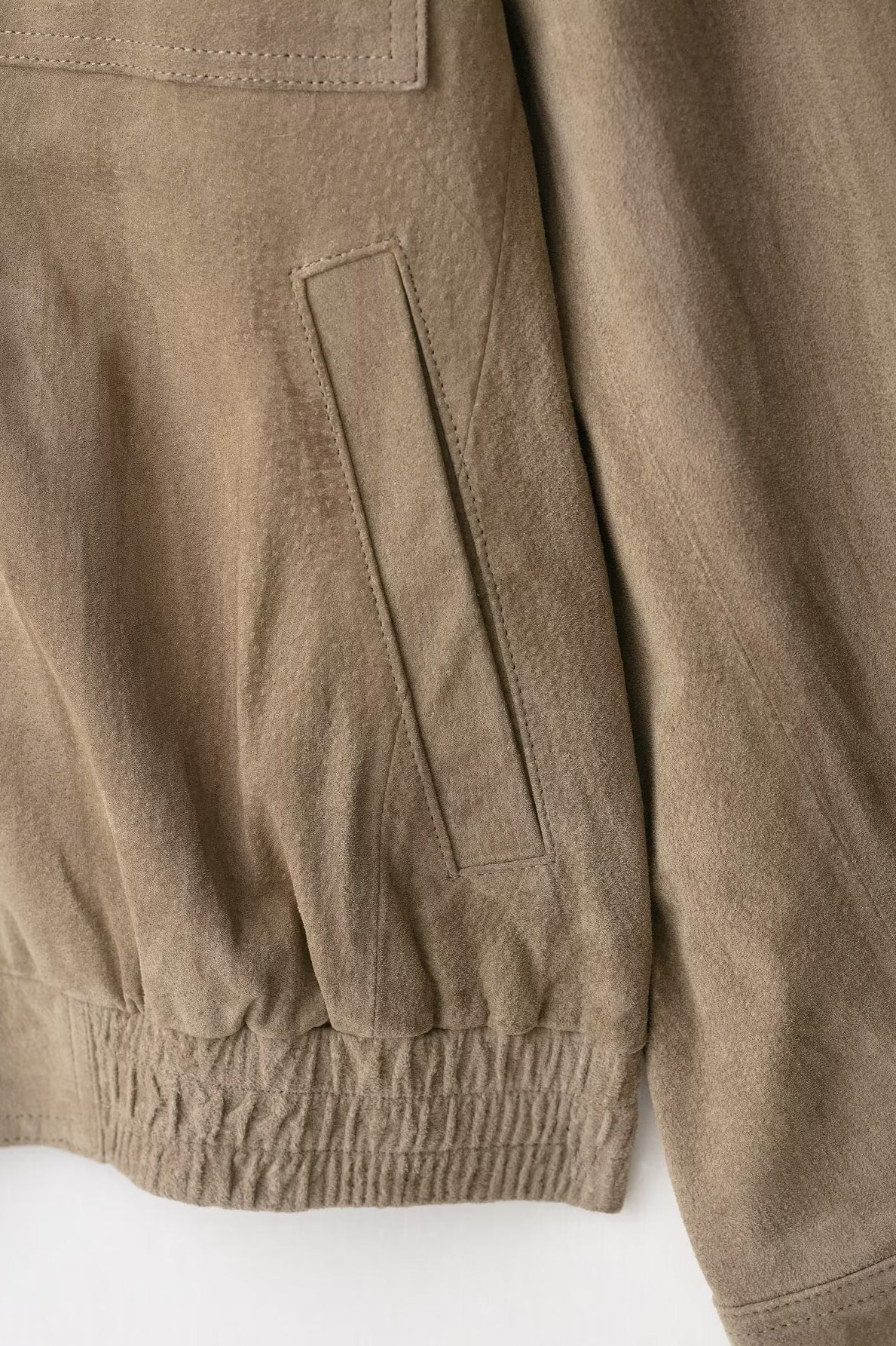 Elegant suede leather coat with khaki corduroy cargo pants, Langry fashion ملابس