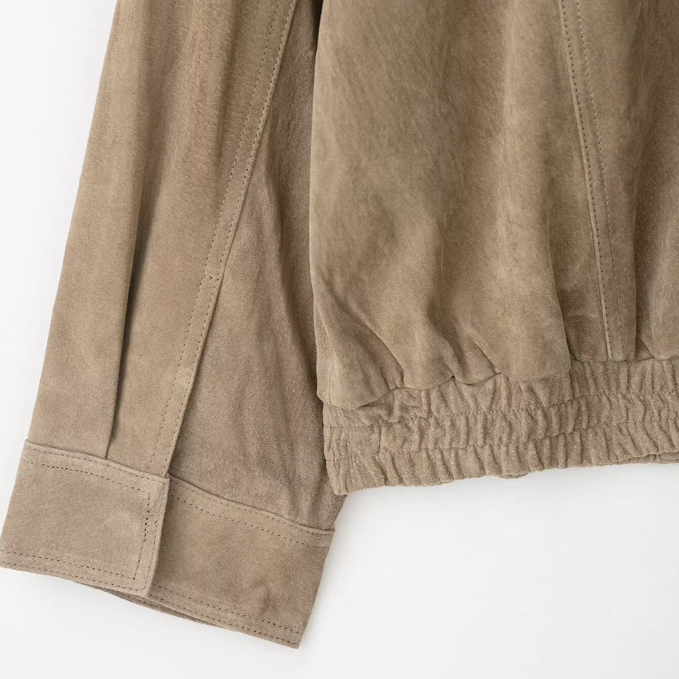 Elegant beige corduroy langry fashion jacket with elastic waistband