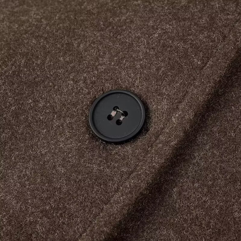 Brown wool button with black center for Langry fashion woolen coat