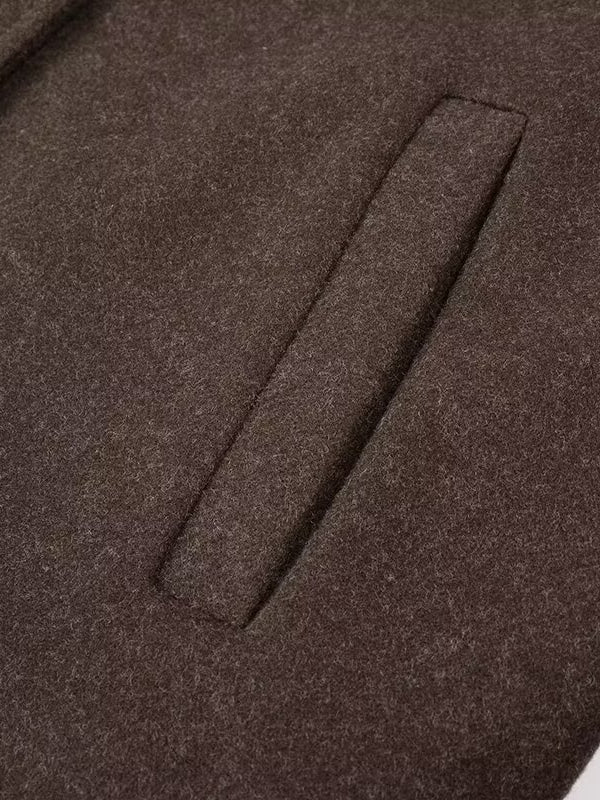 Langry fashion brown wool gloves with elastic wristbands for casual coat