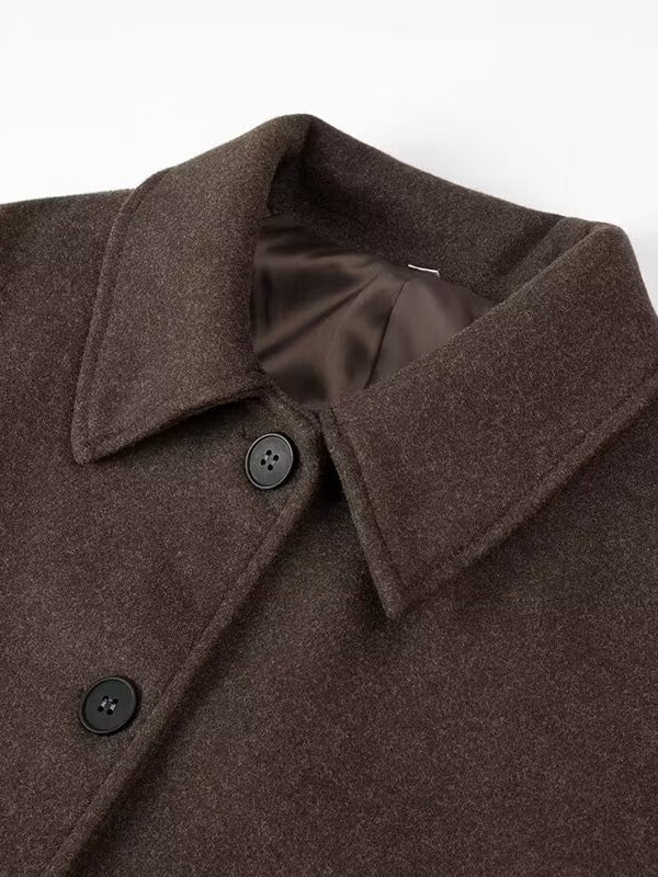 Langry fashion brown wool casual short coat with buttons and collar