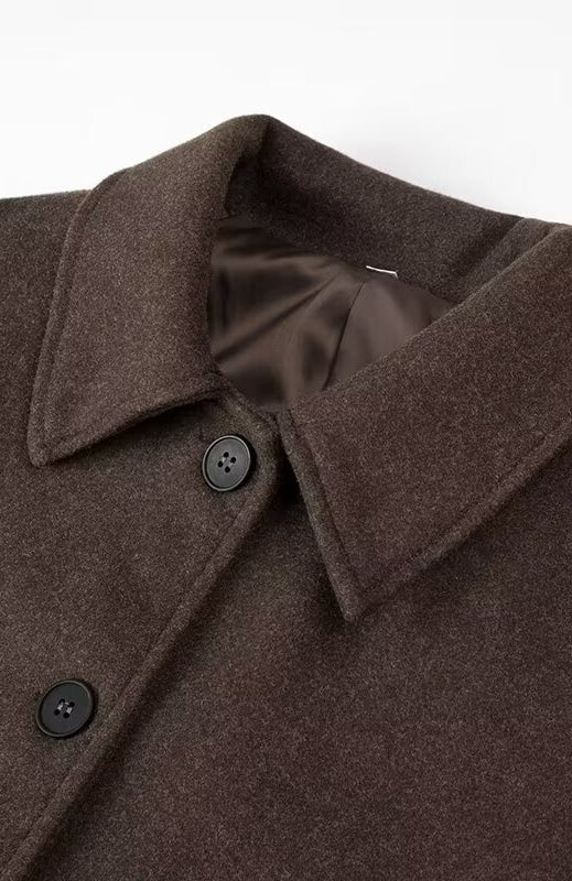 Langry fashion brown wool casual short coat with buttons and collar