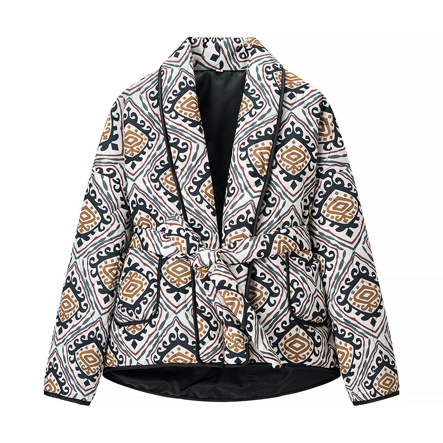 Langry fashion white and gold patterned blazer with black lining coat