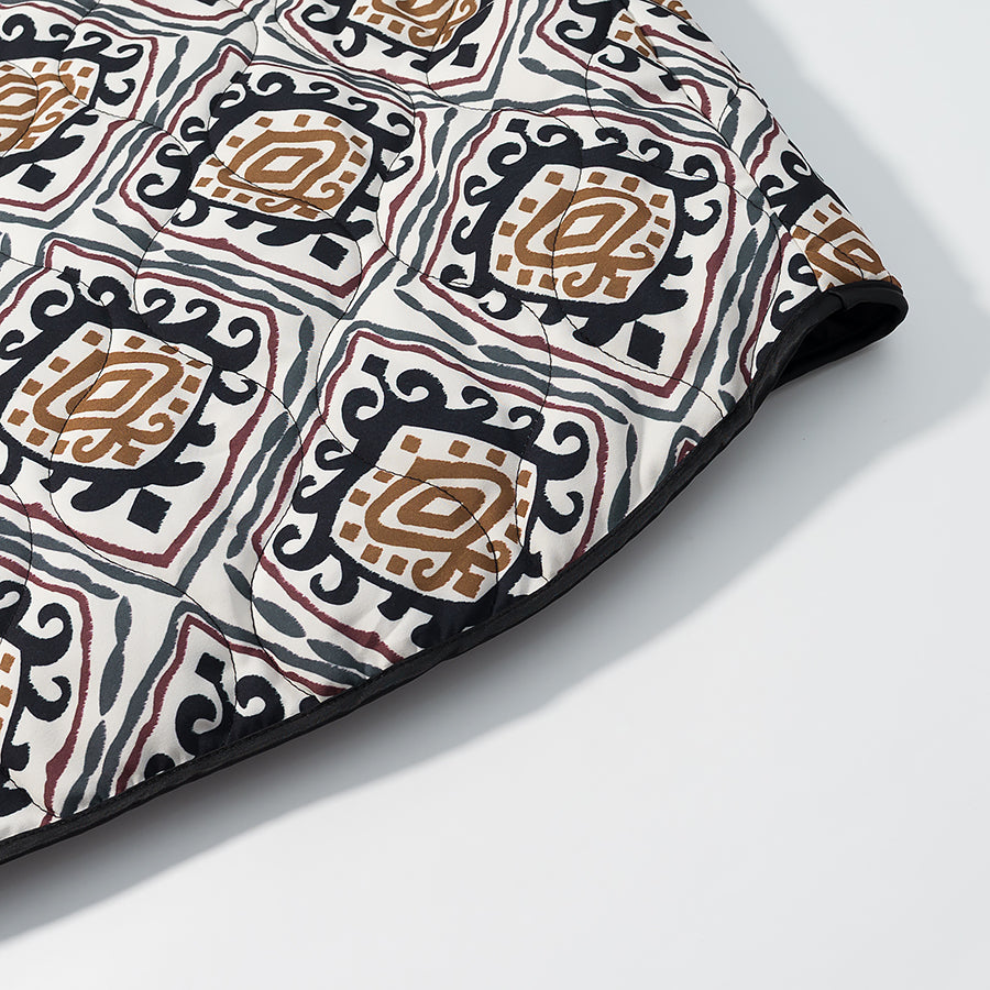 Langry fashion white brown patterned clutch bag with black trim