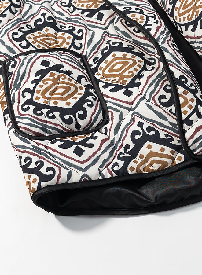 Black and white patterned langry fashion sleeping bag with brown accents