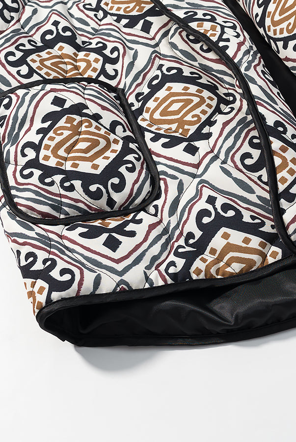 Black and white patterned langry fashion sleeping bag with brown accents