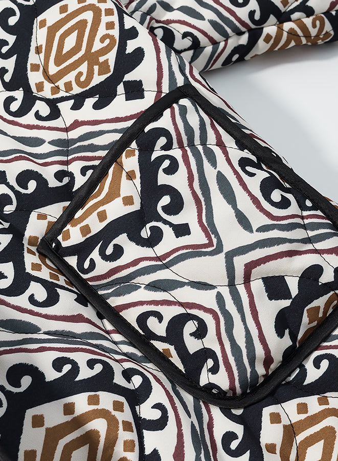 Langry fashion black and brown patterned quilted purse with long strap