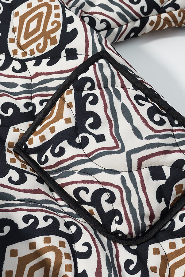 Langry fashion black and brown patterned quilted purse with long strap