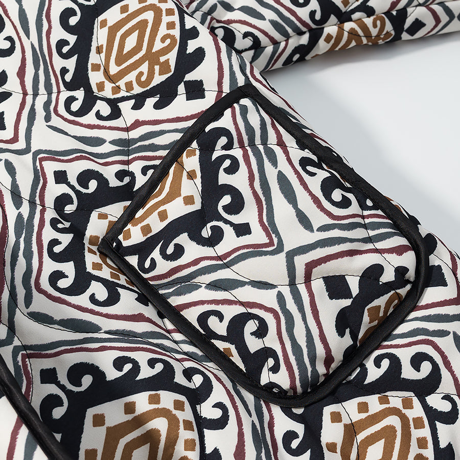 Langry fashion black and brown patterned quilted purse with long strap