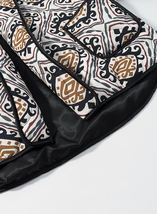 Langry fashion black and white patterned sleeping bag with brown accents