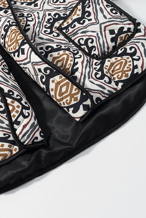 Langry fashion black and white patterned sleeping bag with brown accents