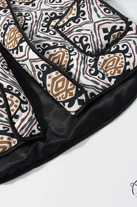 Langry fashion black white patterned sleeping bag with brown nylon accents