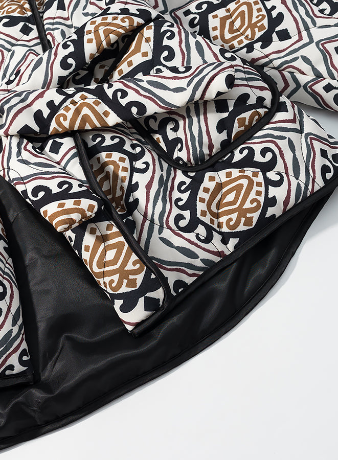 Langry fashion black and white patterned down comforter with brown accents