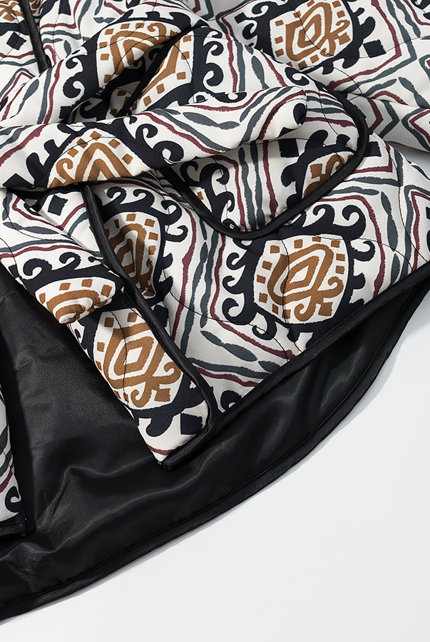 Langry fashion black and white patterned down comforter with brown accents