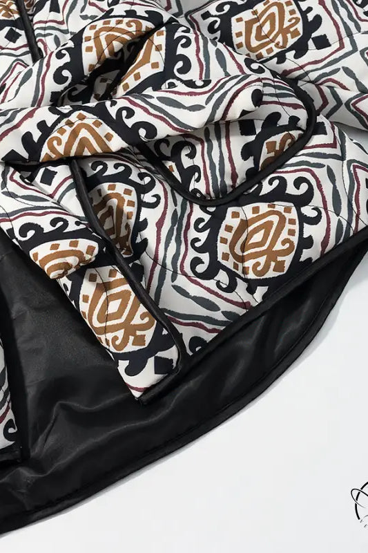 Black and white patterned langry fashion comforter with brown accents