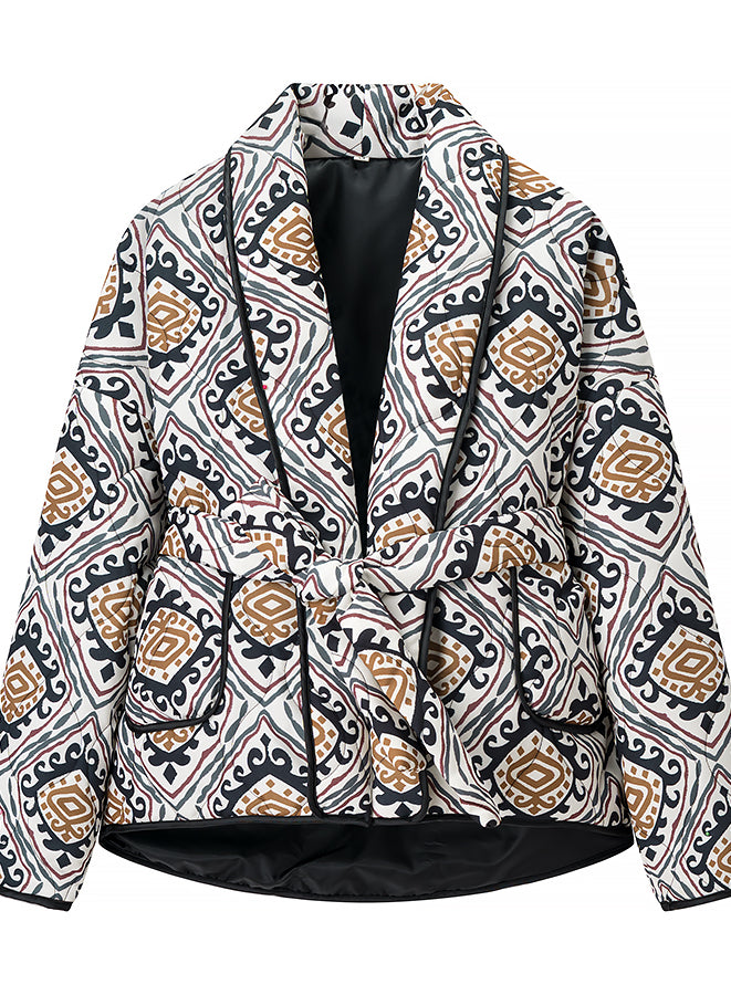 Langry fashion white gold patterned blazer coat with black lining