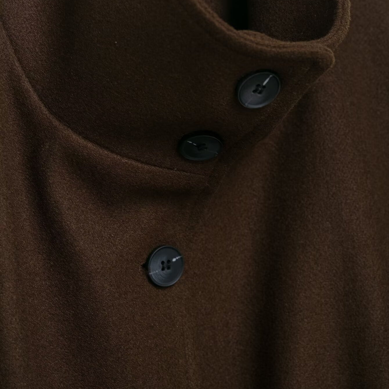 Graceful langry fashion brown wool cape coat with silver buttons