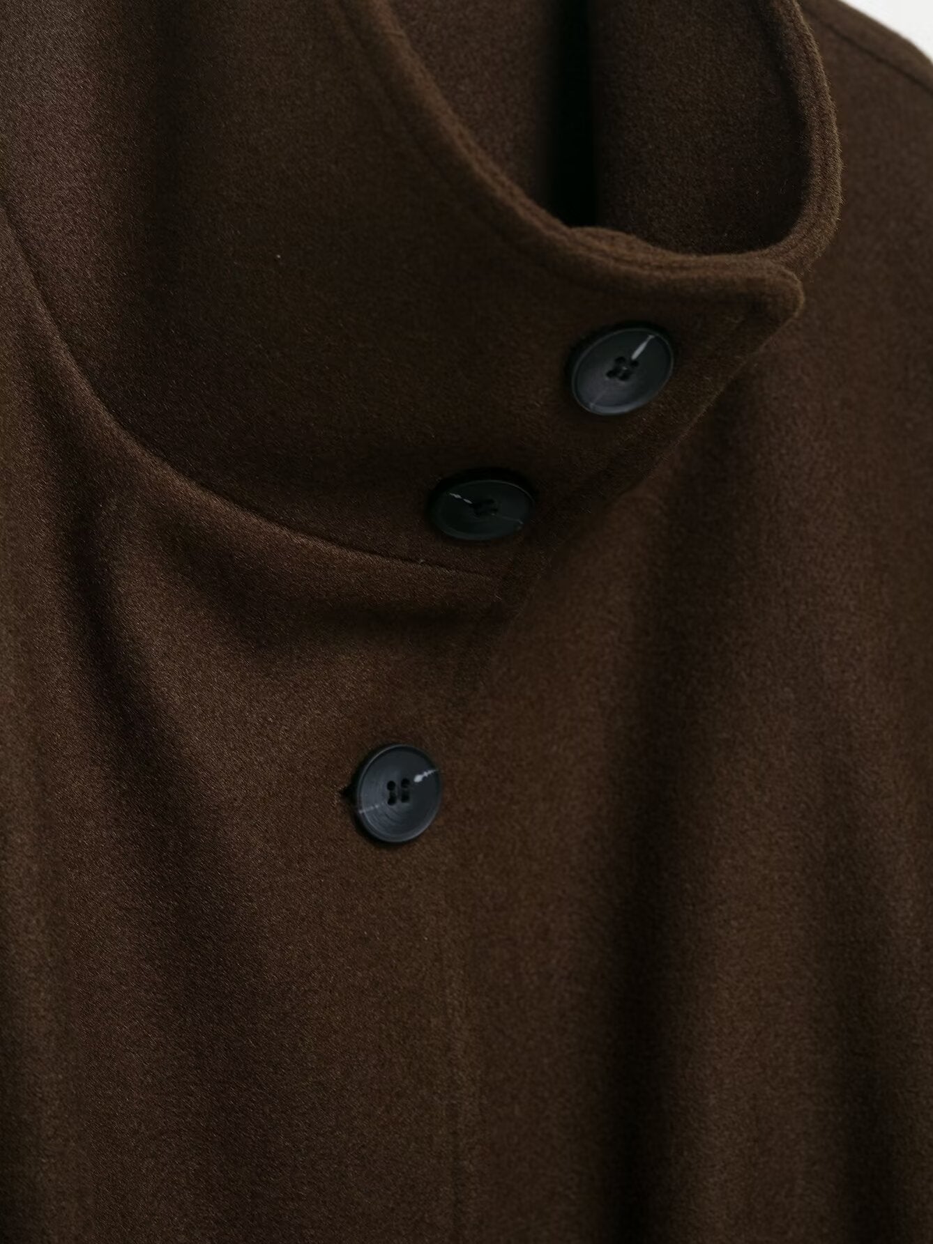 Graceful langry fashion brown wool cape coat with silver buttons