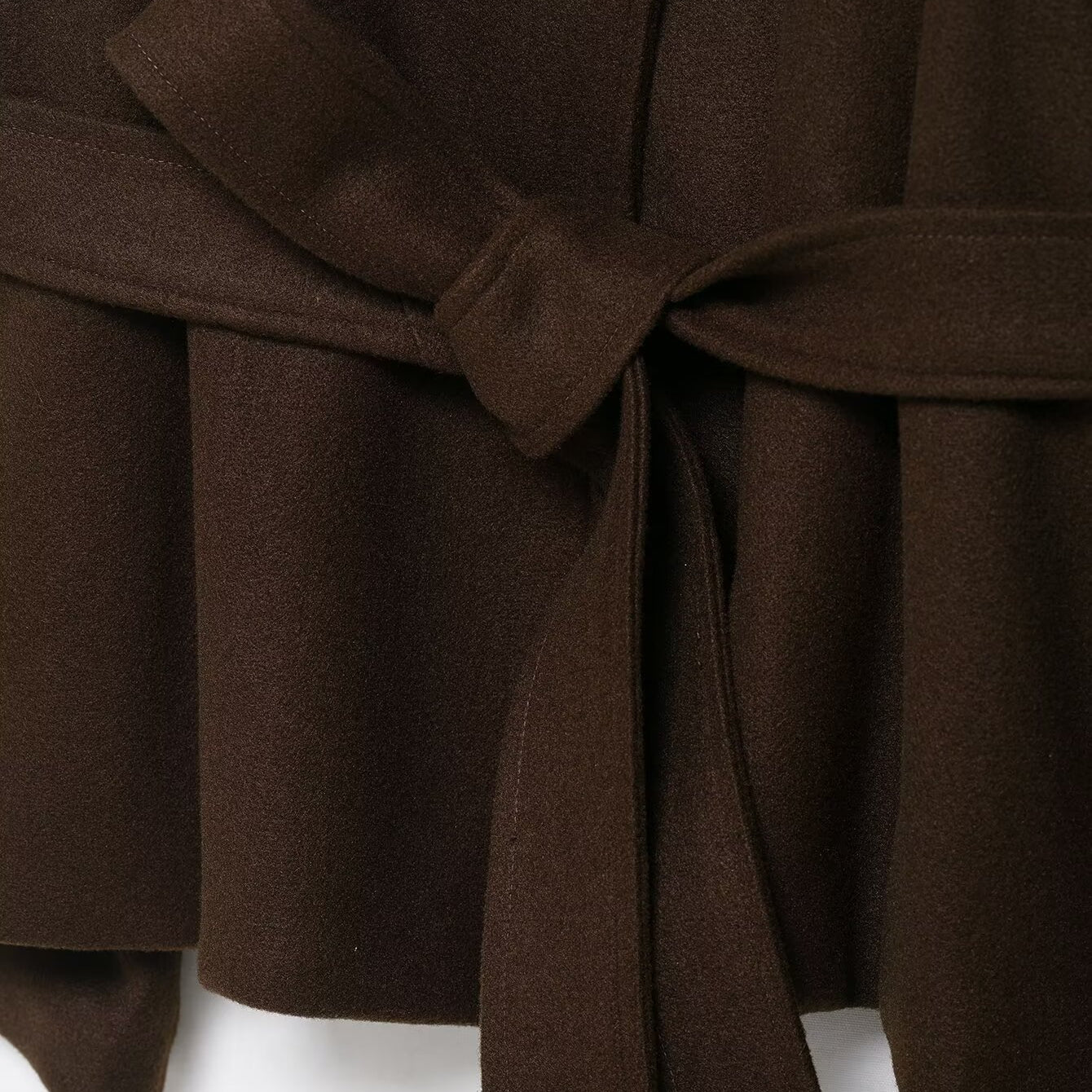 Langry fashion brown pleated skirt with bow belt in woolen cape coat