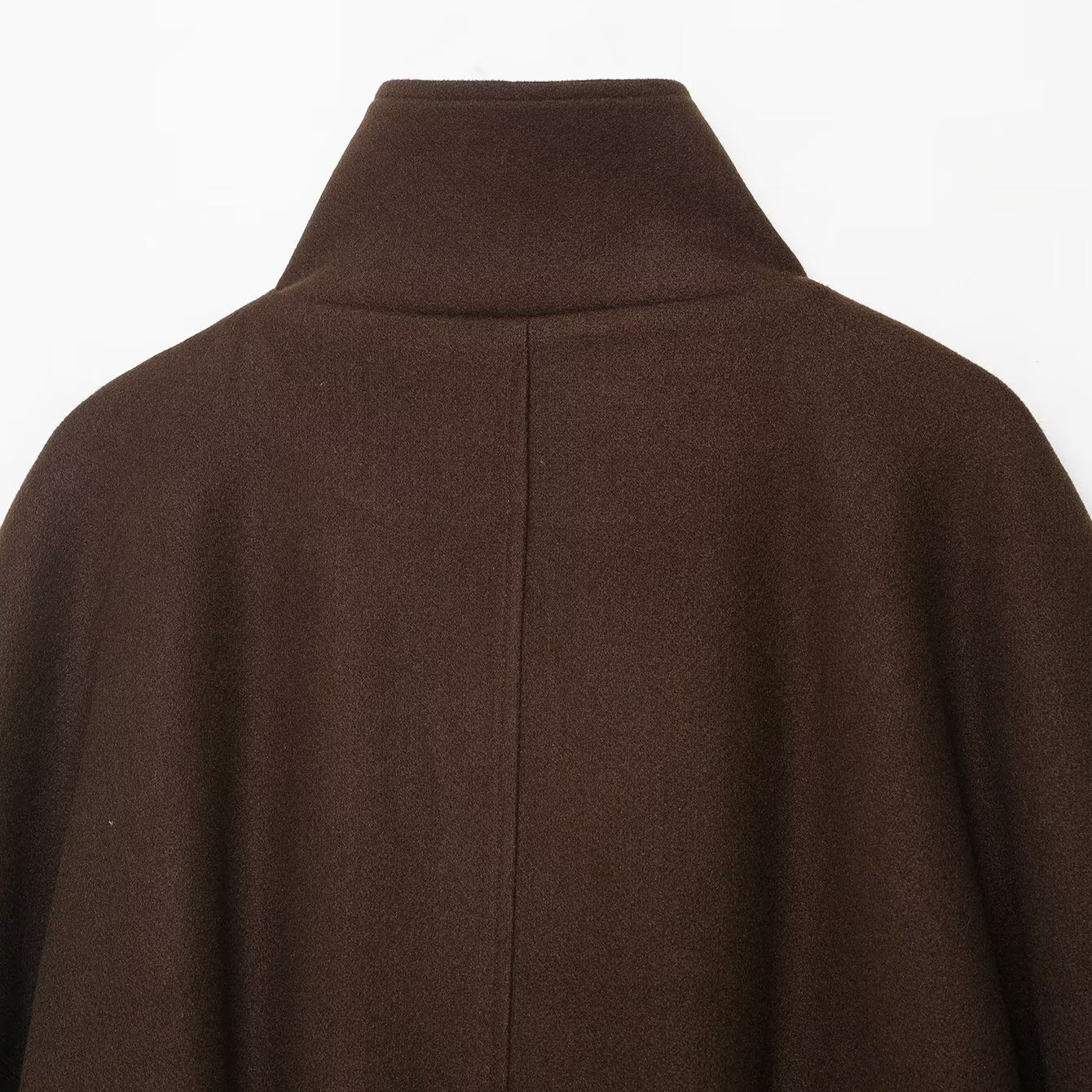 Graceful langry fashion brown wool cape coat with high collar