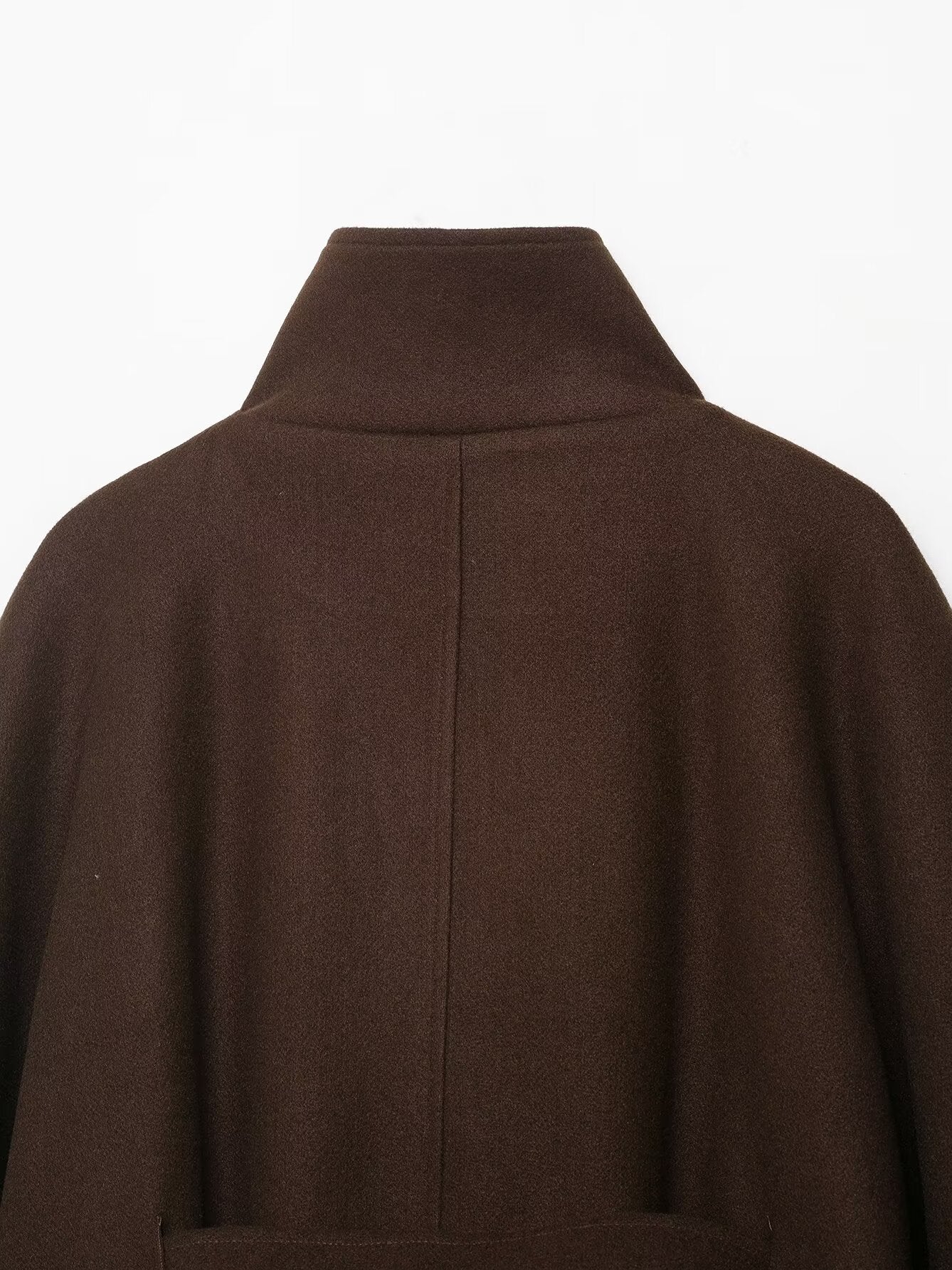 Graceful langry fashion brown wool cape coat with high collar