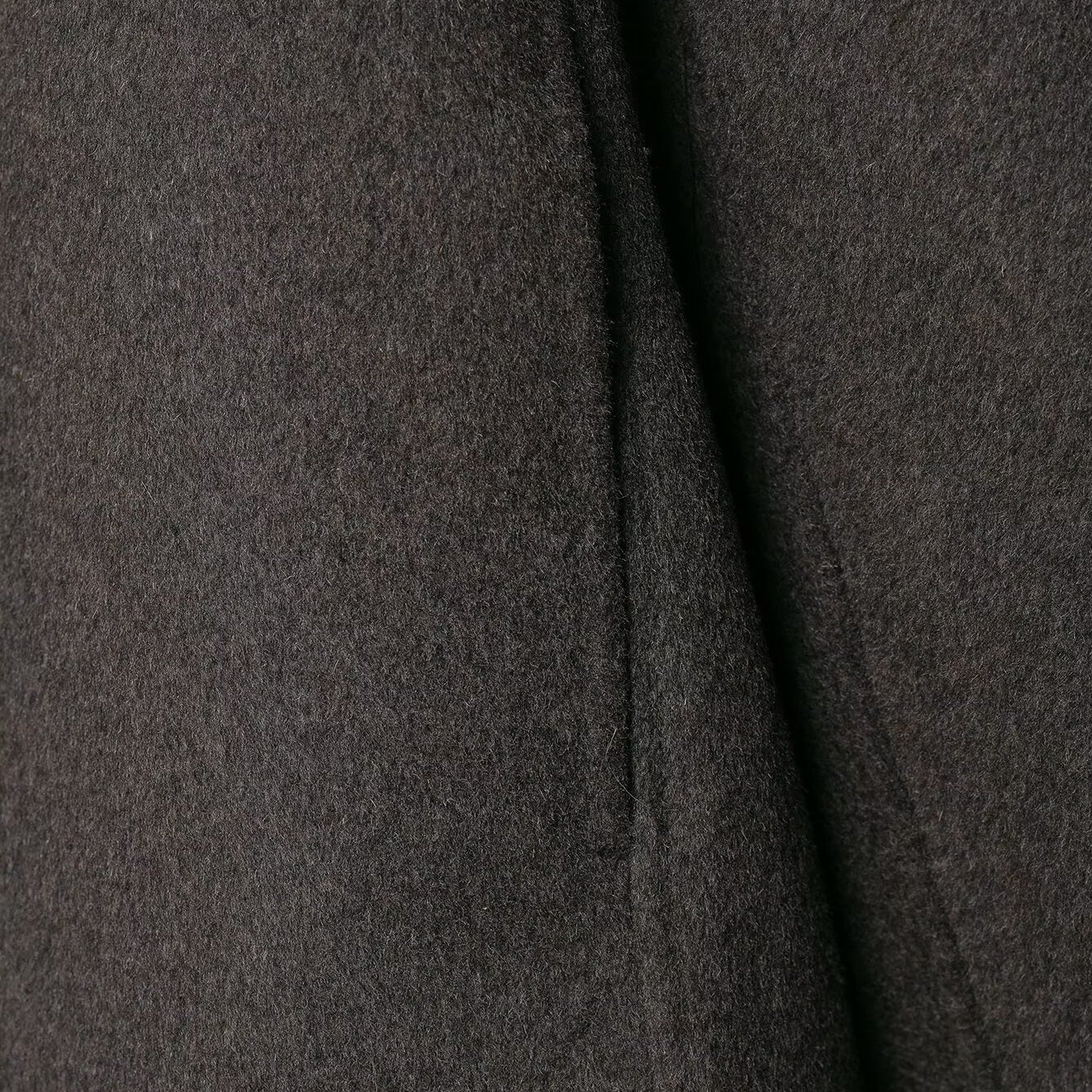 Langry fashion charcoal gray wool coat with fur effect neckline