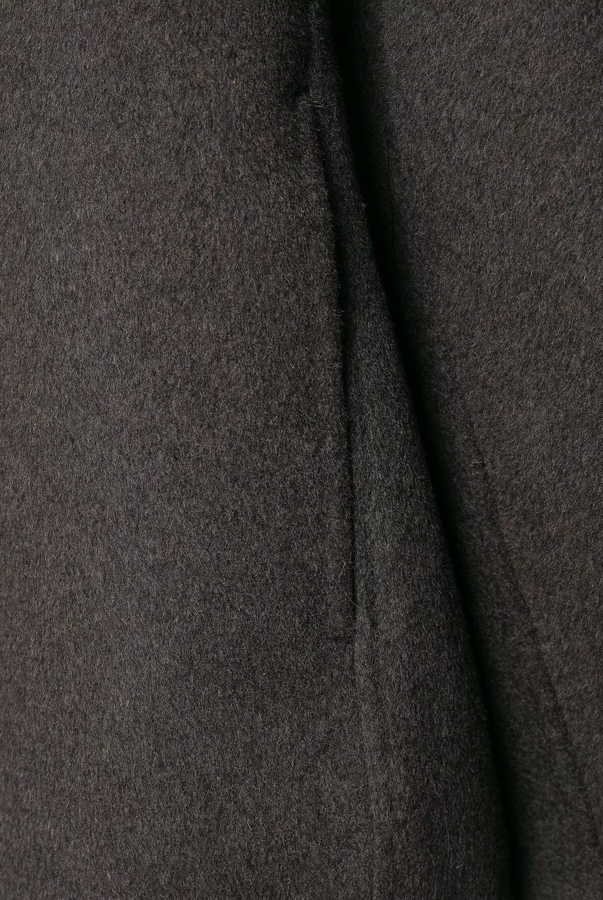 Langry fashion charcoal gray wool coat with fur effect neckline